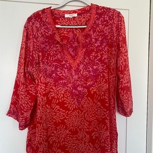 Amaya Red Silk Tunic